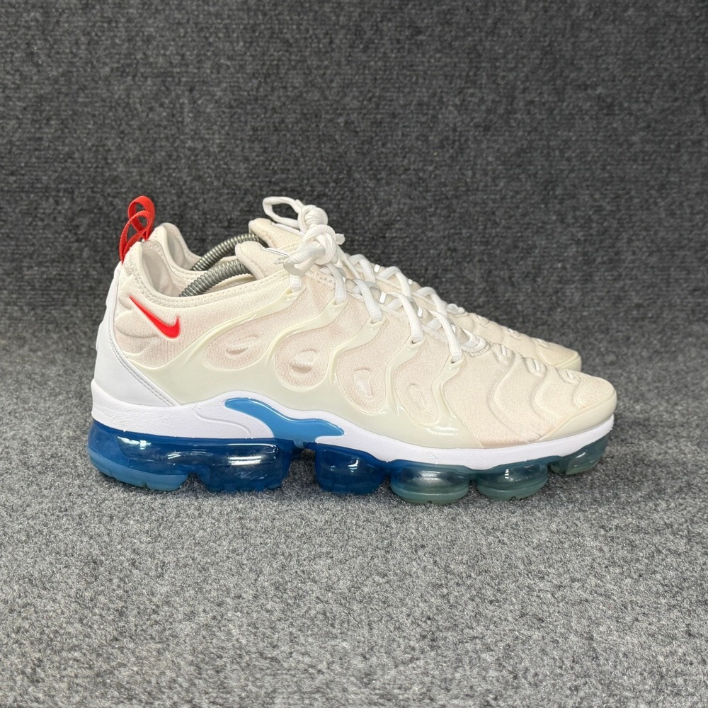 Nike Air VaporMax Plus Running Shoes Men's 10 White Red Blue Athletic Sneakers